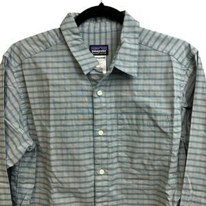 Patagonia Men's Fezzman Long Sleeve Blue Plaid Button Down Shirt Small Outdoor